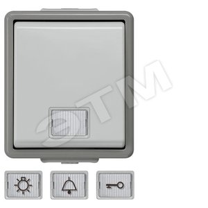 5TD4701 DELTA FLACHE IP44 КНОПКА 10А 250V С ОКНОМ (БЕЛЫЙ, ЗВОНОК, КЛЮЧ) НАВЕСНОГО МОНТАЖА - SIEMENS