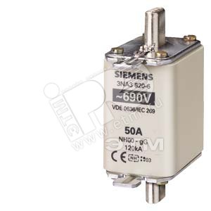 3NA3830-6 Вставка плавкая низковольтная GL/GG с неизолированными выступами для монтажа/демонтажа тип - SIEMENS