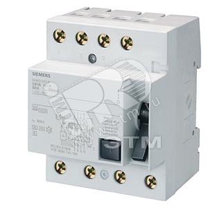 Выключатель дифференциального тока тип B 25A 3П IFN 30мА 400V 4 модуля с кратковременной задержкой DIN VDE0664-100 (5SM3342-4KK14) - SIEMENS