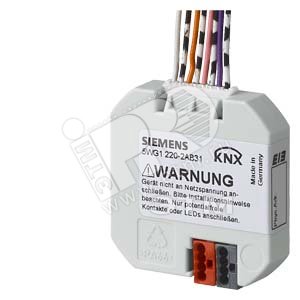 5WG12202AB31 Двоичный вход/выход UP 220/31, (клавишный интерфейс), произвольного монтажа, 4 входа/4 выхода на светодиоды, 38х43х18 мм, сигнальные концы до 10 м (5WG12202AB31) - SIEMENS