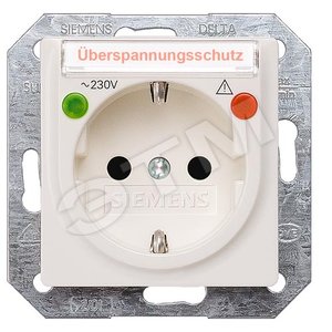 5UB1945 I-SYSTEM SCHUKO SOCKET OUTLET W. OVERVOLTAGE PROTECTION AND INCR. TOUCH PROT., W. LABEL AND - SIEMENS