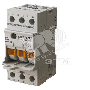 3NW7534-1HG Держатель модульный для цилиндрических предохранителей COMPACT CLASS CC 600V 30A 3П, 45м - SIEMENS