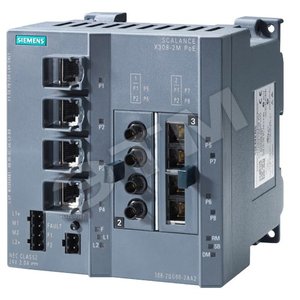 6GK5308-2QG00-2AA2 Управляемый промышленный коммутатор SCALANCE X308-2М POE, 4  X 10/100/1000 Mбит/c - SIEMENS