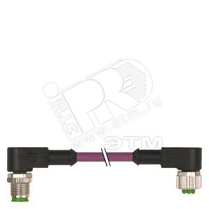 BUS КАБЕЛЬ, FOR PROFIBUS PREASSEMBLED BOTH SIDES 2 X M12 ANGLED 3-CORE, SHIELDED LENGTH 3,0M, B CODED