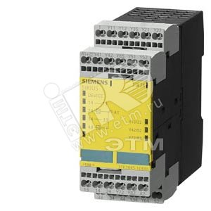 SIRIUS SAFETY RELAY  WITH REL.AND EL.ENABLING CIRC., DC 24V, 45.0MM, SPRING-LOADED TERMINAL,  ENAB.CIRC.NON-DELAYED: 4S,  ENAB.CIRC.DELAYED: 0, MC: 1, MONITORED START, BASIC UNIT, MAX.ACHIEV. CAT. EN954-1: 4, MAX.ACHIEV. SIL ДО IEC61508:3, (3TK2845-2DB40) - SIEMENS