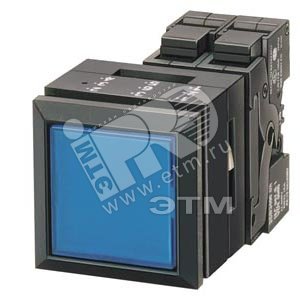 Кнопка квадратная с подсветкой 220/230V AC патрон BA9S+130V лампа желтая 1НО+1НЗ - SIEMENS
