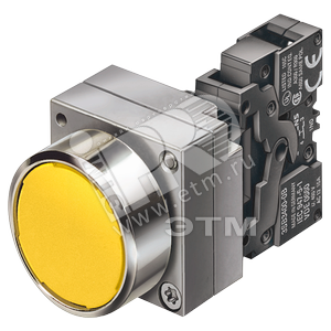 КОМПЛЕКТНОЕ УСТРОЙСТВО,  ROUND PUSHBUTTON С ПЛОСКОЙ КНОПКОЙ  RED, 1NO+1NC С ДЕРЖАТЕЛЕМ , METAL С ПРУЖИННЫМИ КОНТАКТАМИ - SIEMENS