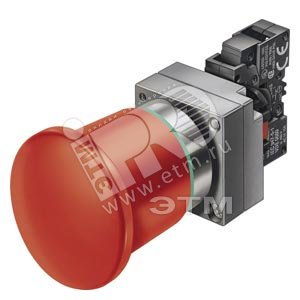КОМПЛЕКТНОЕ УСТРОЙСТВО, КРУГЛАЯ ПЛОСКАЯ КНОПКА 40MM, С ФИКСАЦИЕЙ, 1НO+1НЗ, МЕТАЛЛИЧ. - SIEMENS