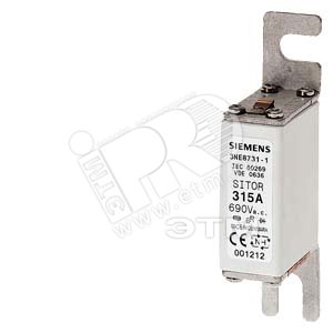 Вставка плавкая SITOR DIN 43653 тиопразмер 00 200A AC 690V 80мм - SIEMENS