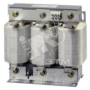 MAINS CHOKE F.FU. PHASES:3. UN1(V):460. ITHMAX 1(A) / F1(HZ):1600 /50. I LN (A):1440. UK(%):2. LN(MH):0,01. TA/ISOKL:40 /H. IP00. ТИП КОНТАКТОВ:ПЛОСКИЕ . EN 61558-2-20 >CHOKE< (4EU4351-0EB10-0A) - SIEMENS