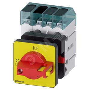 Выключатель главный трехполюсный + N, lu 32A рабочая коммутация при AC-23 A при 400В 11,5кВт фронт установка базовая установка с центральным отверстием 22,5мм ручка черный красный/желтый 48 x 48 мм (3LD3250-0TL13)