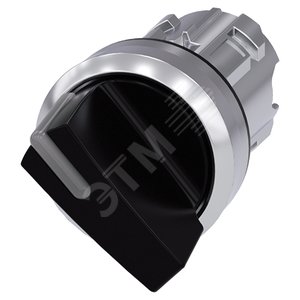 Переключатель рычажный с подсветкой, 22 мм, круглый, глянцевый металл, цвет черный, рычаг короткий,