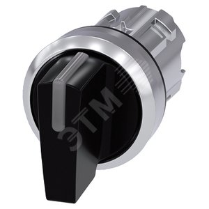 Переключатель рычажный с подсветкой, 22 мм, круглый, глянцевый металл, цвет черный, рычаг короткий,