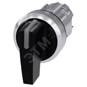 Переключатель рычажный с подсветкой, 22 мм, круглый, глянцевый металл, цвет черный, рукоятка, длинна