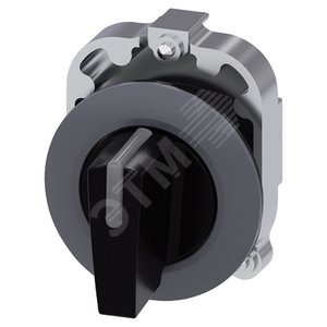 Переключатель рычажный с подсветкой, 30 мм, круглый, матовый металл, цвет черный, рукоятка, короткая