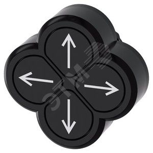 Выключатель кнопочный с четырьмя кнопками, 22 мм, круглый, пластмасса, цвет - черный, кнопки, плоский, Надпись Pfeil nach слева, справа, вверх и вниз