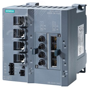 SCALANCE X308-2M PoE управляемый IE коммутатор, компактный. 4х электрических (поддержка PoE) RJ45 по - SIEMENS