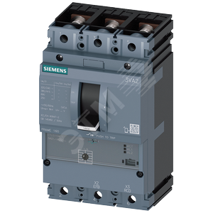 CIRCUIT BREAKER 3VA2 IEC FRAME 160 BREAKING CAPACITY CLASS C ICU=110KA @ 415 V 3-POLE,MOTOR STARTER PROTECTION ETU310M, I, IN=100A OVERLOAD PROTECTION IR=40A ...100A SHORT CIRCUIT PROTECTION II=6 X IN BUSBAR CONNECTION SHUNT TRIP (STL) 220-250 V - SIEMENS