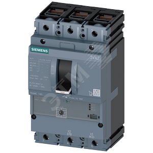 CIRCUIT BREAKER 3VA2 IEC FRAME 160 BREAKING CAPACITY CLASS C ICU=110KA @ 415 V 3-POLE,MOTOR STARTER PROTECTION ETU310M, I, IN=100A OVERLOAD PROTECTION IR=40A ...100A SHORT CIRCUIT PROTECTION II=6 X IN CABLE CONNECTION SHUNT TRIP (STL) 220-250 V