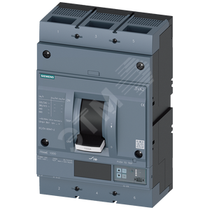 CIRCUIT BREAKER 3VA2 IEC FRAME 1000 BREAKING CAPACITY CLASS M ICU=55KA @ 415 V 3-POLE, LINE PROTECTION ETU860, LSIG, IN=1000A OVERLOAD PROTECTION IR=400A ...1000A SHORT CIRCUIT PROTECTION ISD=0,6..10X IN, II=1,5..10X IN NEUTRAL PROTECTION OPTION - SIEMENS