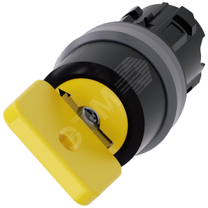 Актуатор поворотного переключателя с ключом O.M.R. 22мм пластик замок 73033 черный/желтый 2 ключа 2 положения: o <I