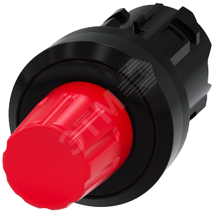 Актуатор кнопки останова 22мм круглый красный выступающий разблокировка поворотом влево пластик