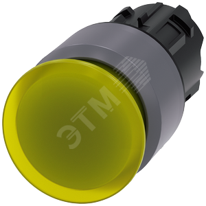 Актуатор грибовидной кнопки с возможностью подсветки, 22мм, круглый, пластик с металлическим фронтал