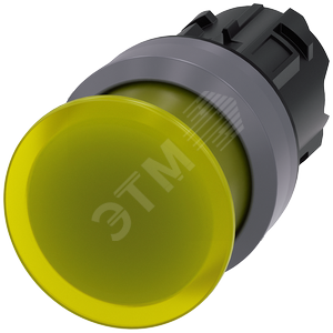 Актуатор грибовидной кнопки с возможностью подсветки, 22мм, круглый, пластик с металлическим фронтал