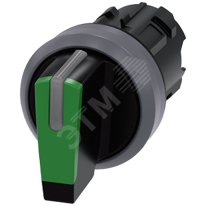 Актуатор поворотного переключателя с возможностью подсветки, 22мм, круглый, пластик с металлическим