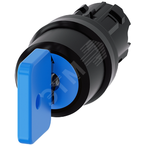 Актуатор поворотного переключателя с ключом O.M.R. 22мм пластик замок 73038 черный/голубой 2 ключа 3 положения: I-O<II