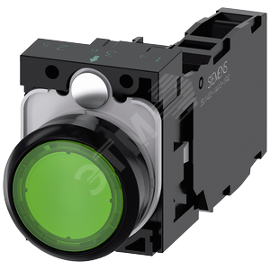 Кнопка с подсветкой, 22мм, круглая, пластик, зеленая, плоская кнопка, контакты мгновенного действия,