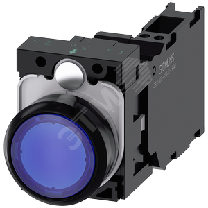 Кнопка с подсветкой, 22мм, круглая, пластик, синяя, плоская кнопка, контакты мгновенного действия, с