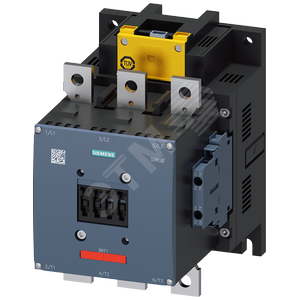 Контактор, AC-1,  400 A Катушка 50/60 Гц AC 200–277 В x (0,8–1,1) Вход F-ПЛК 24 В DC 3-полюсн., типоразмер S10, Вспомогательные контакты 2 НО + 2 НЗ неразъемный (SUVA) Главная цепь: шина Цепь управления и вспомогательная цепь: винтовой зажим (3RT1466-6SP36-3PA0) - SIEMENS