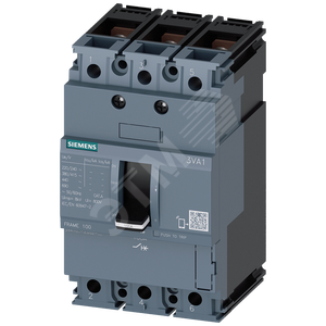 CIRCUIT BREAKER 3VA1 IEC FRAME 100 BREAKING CAPACITY CLASS S ICU=36KA @ 415 V 3-POLE, LINE PROTECTION TM210, FTFM, IN=20A OVERLOAD PROTECTION IR=20A FIXED SHORT CIRCUIT PROTECTION II=16 X IN BUSBAR CONNECTION UNDERVOLTAGE RELEASE (UVR) 208-230 V