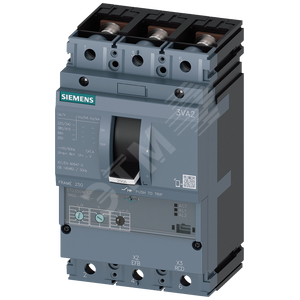 CIRCUIT BREAKER 3VA2 IEC FRAME 250 BREAKING CAPACITY CLASS C ICU=110KA @ 415 V 3-POLE, MOTOR PROTECTION ETU350M, LSI, IN=200A OVERLOAD PROTECTION IR=80A ...200A SHORT CIRCUIT PROTECTION ISD=3... 15 X IR, II=15 X IN BUSBAR CONNECTION