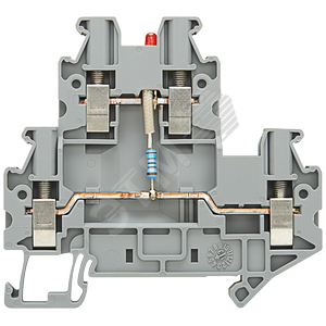 TWO TIER TERMINAL WITH LED 24VDC, 2,5MM2 SCREW MOUNTING GREY