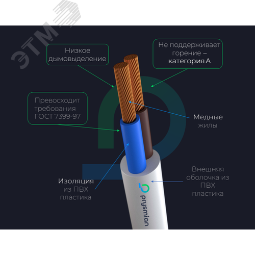 Провод ПВС 3х2.5 Б ПЭТ-ПЛЕНКА (бухта) (м) РЭК-PRYSMIAN 2503050201 - фото 3