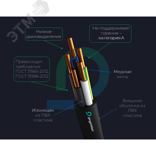 Кабель ВВГнг(А)-LSLTx 3х2.5 ОК (N PE) (бухта) 0.66кВ (м) РЭК-PRYSMIAN 3903050101 - фото 3