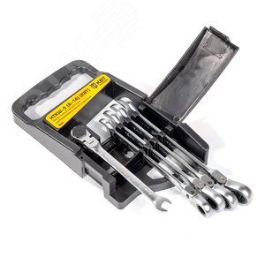 Набор гаечных комбинированных трещоточных ключей с шарниром НТКШ-5 (8-14) серия KBT-PROFESSIONAL 7