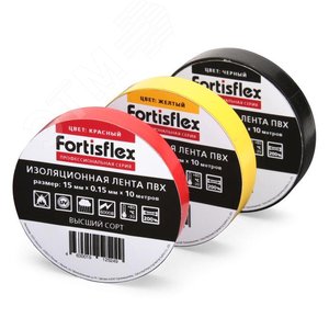 Изолента ПВХ 15x0.15х10 желтая (Fortisflex) (71224) - фото 2