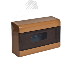 Щиток распределительный навесной на 12 модулей с дверцей коричневый IP40 (ЩРн-П-12)