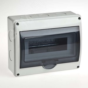 Щиток распределительный навесной на 10 модулей с дверцей серый IP66 (ЩРн-П-10) - Рувинил