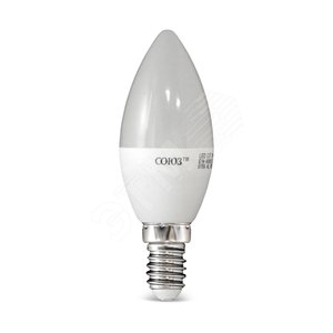 Лампа светодиодная LED 6w 6500К, E14, 500Лм, матовая свеча СОЮЗ
