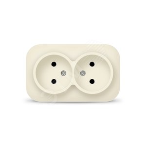 Розетка двухместная серия IONICH, б/з, о/у, 16А, 220В, слоновая кость (ivory) - Универсал