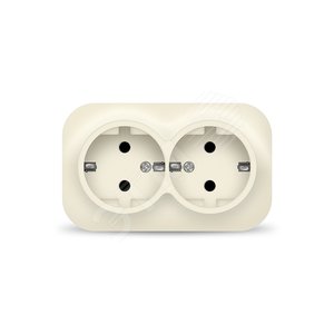 Розетка двухместная серия IONICH, с/з, о/у, 16А, 220В, слоновая кость (ivory) - Универсал
