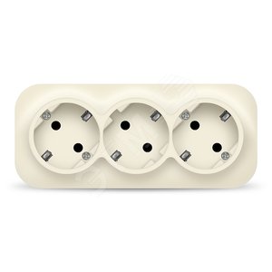 Розетка трехместная серия IONICH, с/з, о/у, 16А, 220В, слоновая кость (ivory) - Универсал