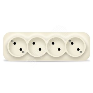 Розетка четырехместная серия IONICH, б/з, о/у, 16А, 220В, слоновая кость (ivory) - Универсал