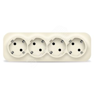 Розетка четырехместная серия IONICH, с/з, о/у, 16А, 220В, слоновая кость (ivory) - Универсал