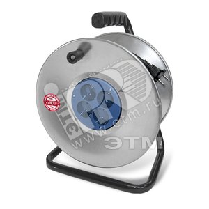 Удлинитель силовой Союз на металлической катушке 4 гнезда без заземления 3500 Вт КГ 50м