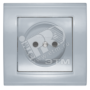 Розетка Бриллиант без заземления с защитной шторкой серебро